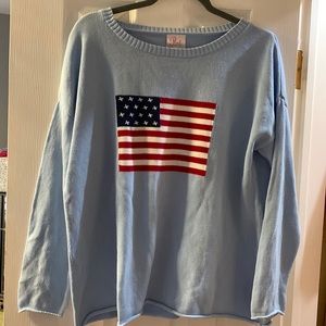 Blue sweater with american flag